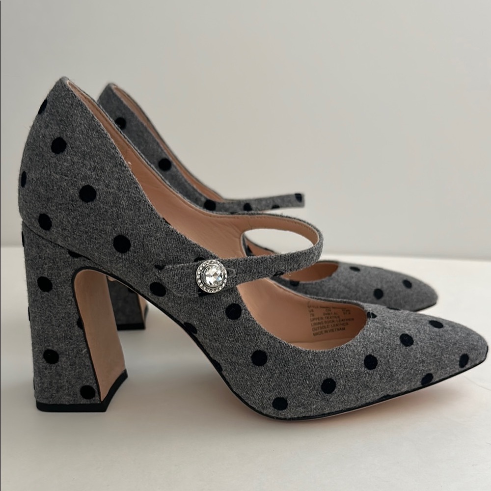 Kate Spade Gray and Black Polka Dot Heels
